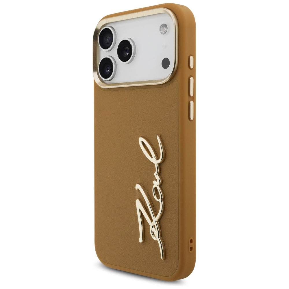 Étui pour Apple iPhone 17 Pro Max, Karl Lagerfeld, Script Logo, Marron