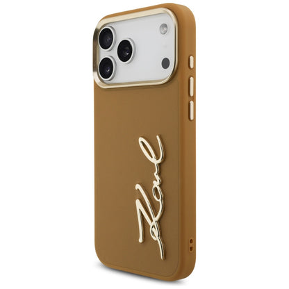 Étui pour Apple iPhone 17 Pro Max, Karl Lagerfeld, Script Logo, Marron