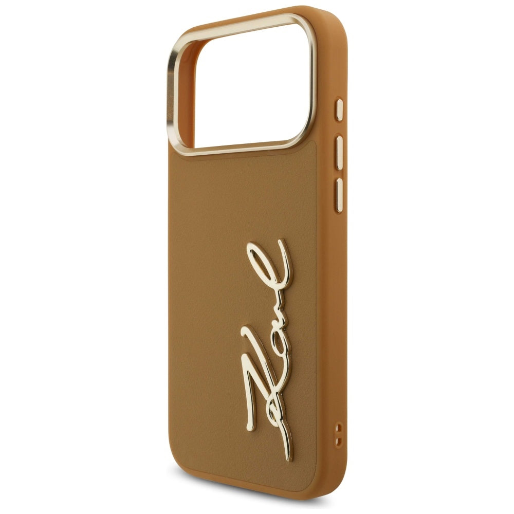 Étui pour Apple iPhone 17 Pro Max, Karl Lagerfeld, Script Logo, Marron