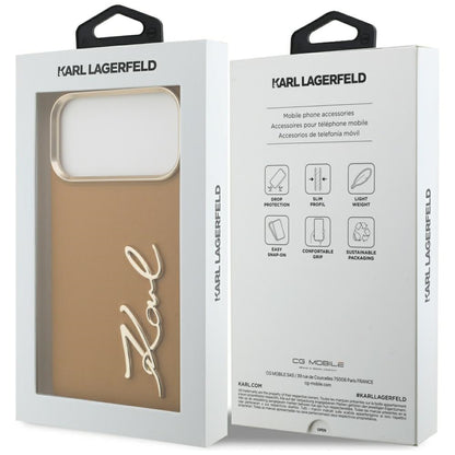 Étui pour Apple iPhone 17 Pro Max, Karl Lagerfeld, Script Logo, Marron