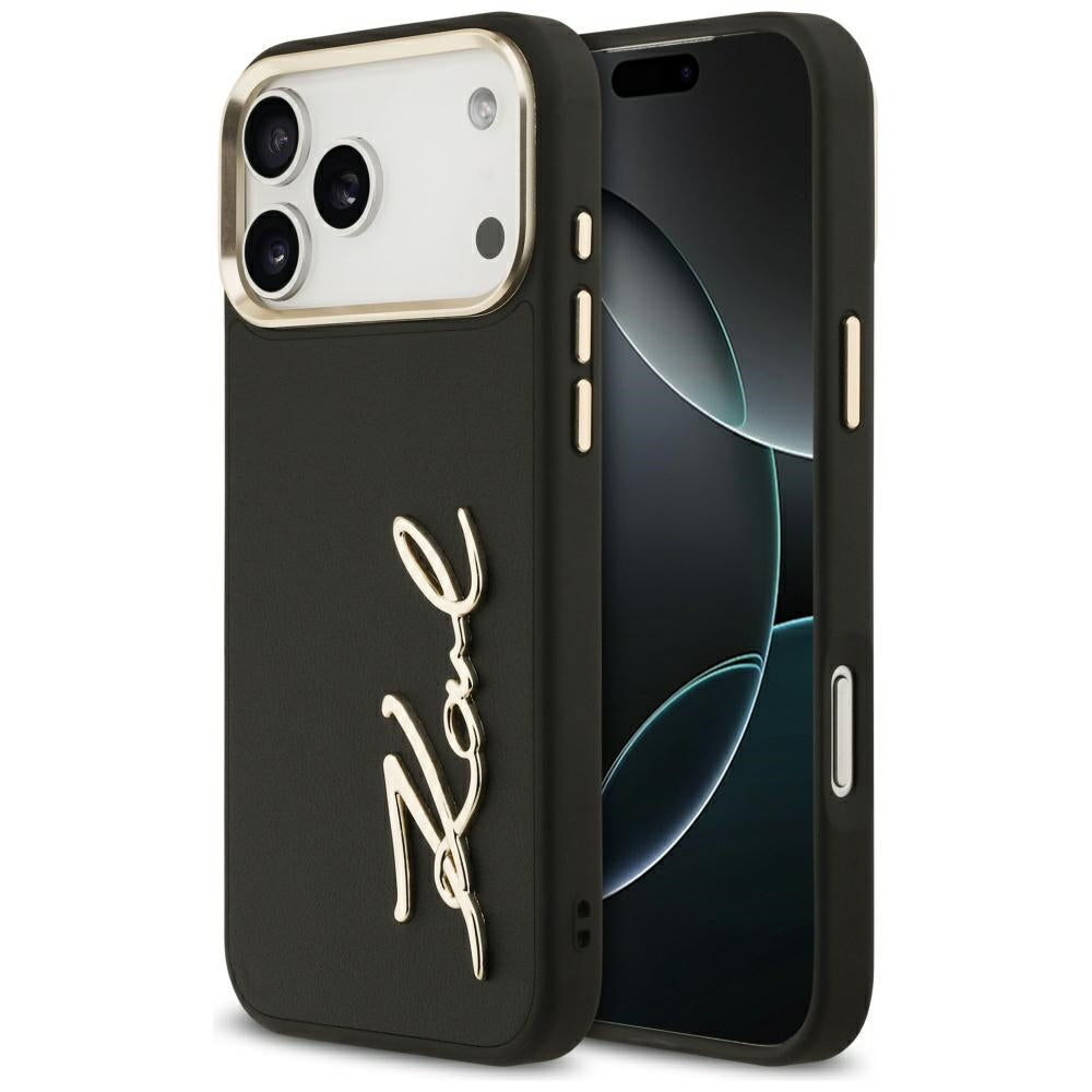 Étui pour Apple iPhone 17 Pro Max, Karl Lagerfeld, Script Logo, Noir