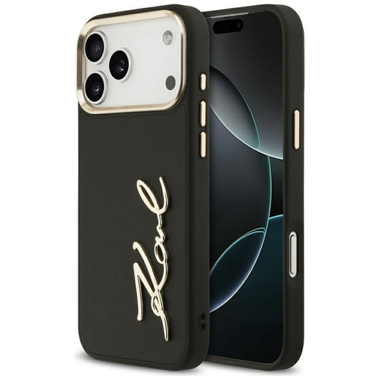 Étui pour Apple iPhone 17 Pro Max, Karl Lagerfeld, Script Logo, Noir