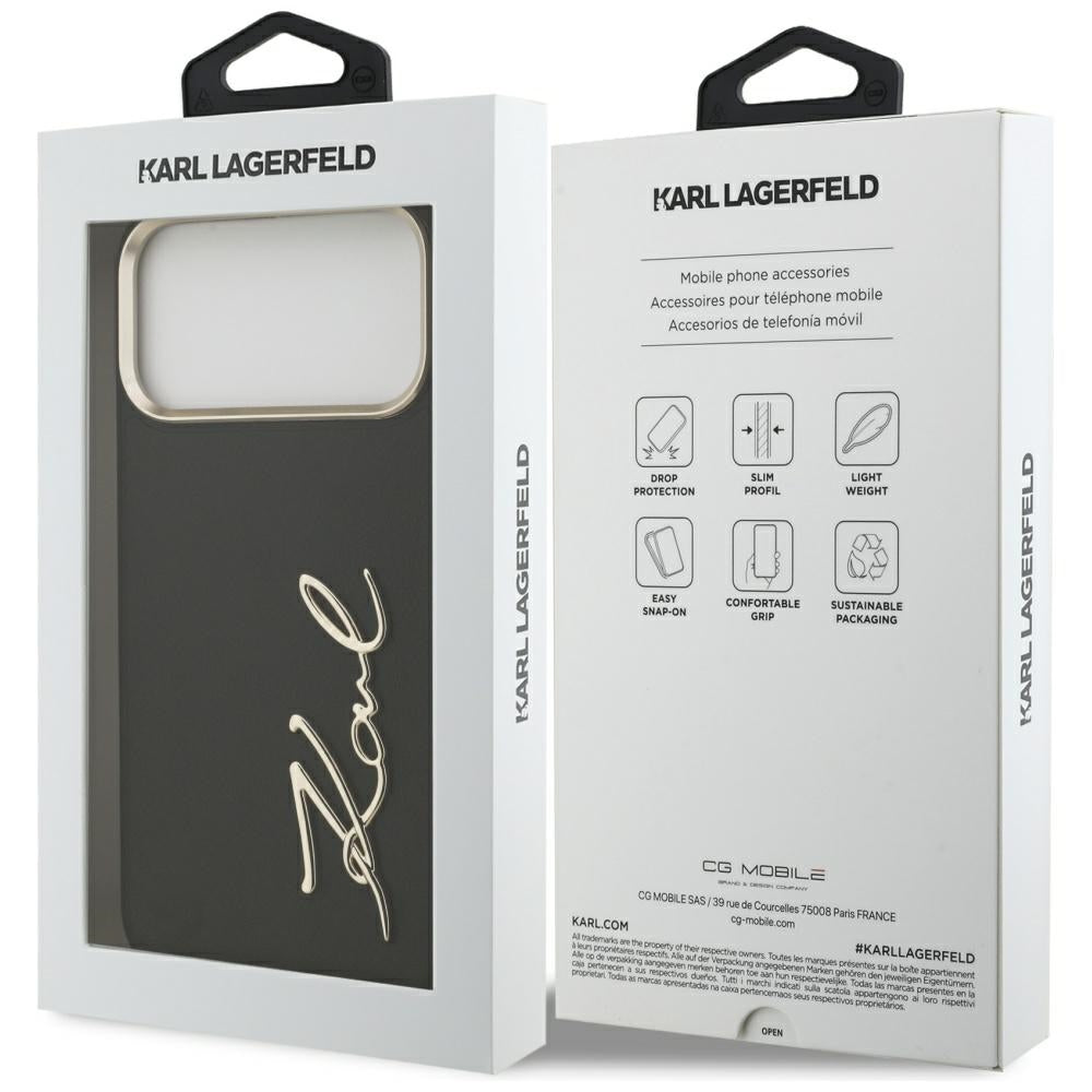 Étui pour Apple iPhone 17 Pro Max, Karl Lagerfeld, Script Logo, Noir