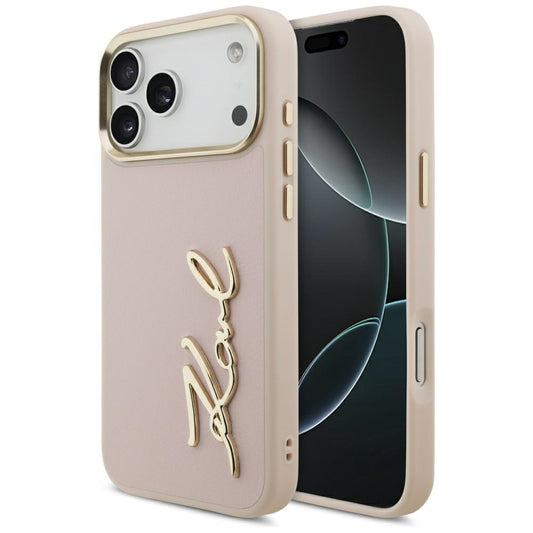 Étui pour Apple iPhone 17 Pro Max, Karl Lagerfeld, Script Logo, Rose