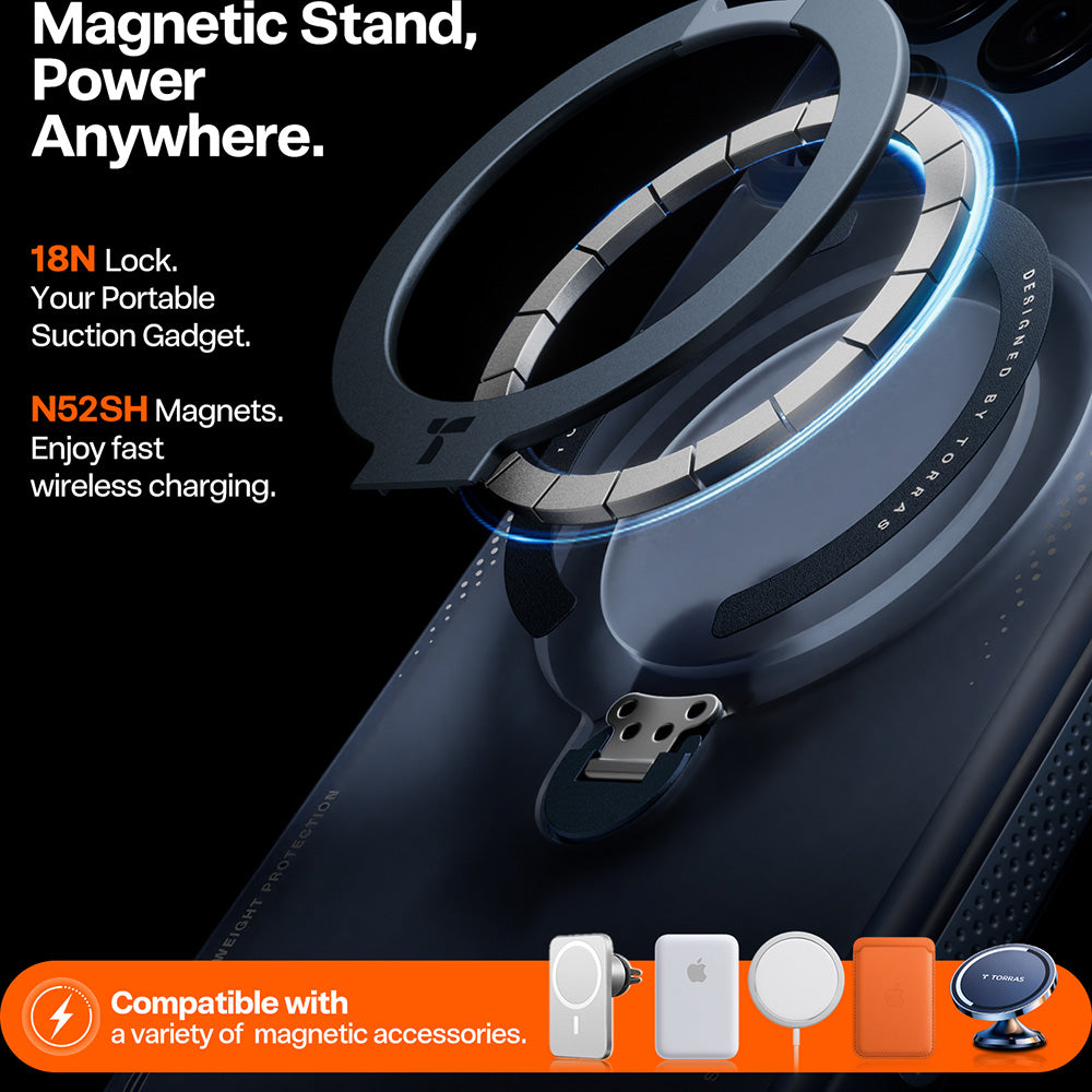 Étui pour Apple iPhone 17 Pro, Torras, Ostand Spin Air, Bleu