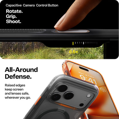 Étui pour Apple iPhone 17 Pro, Torras, Ostand Spin Air, Gris