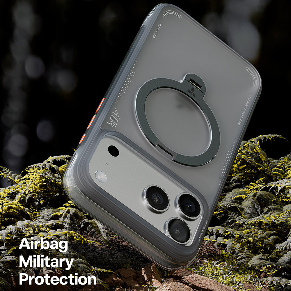 Étui pour Apple iPhone 17 Pro, Torras, Ostand Spin Air, Gris