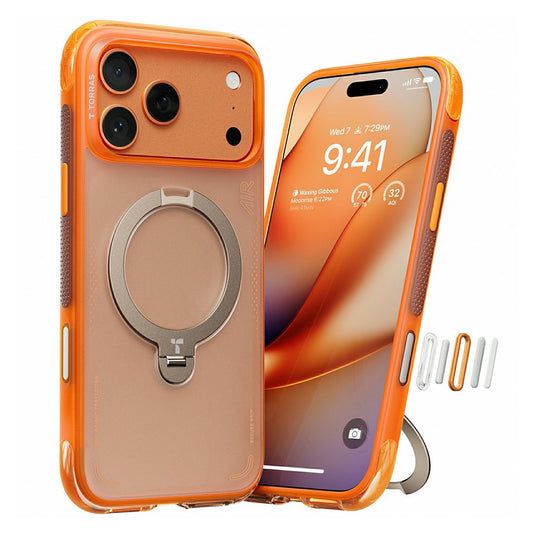 Case for Apple iPhone 17 Pro, Torras, Ostand Spin Air, Orange