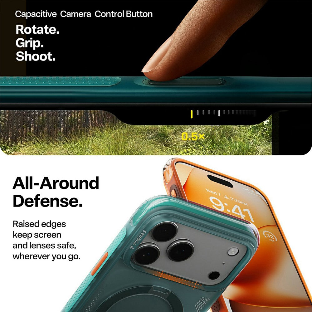 Coque pour Apple iPhone 17 Pro, Torras, Ostand Spin Air, Vert