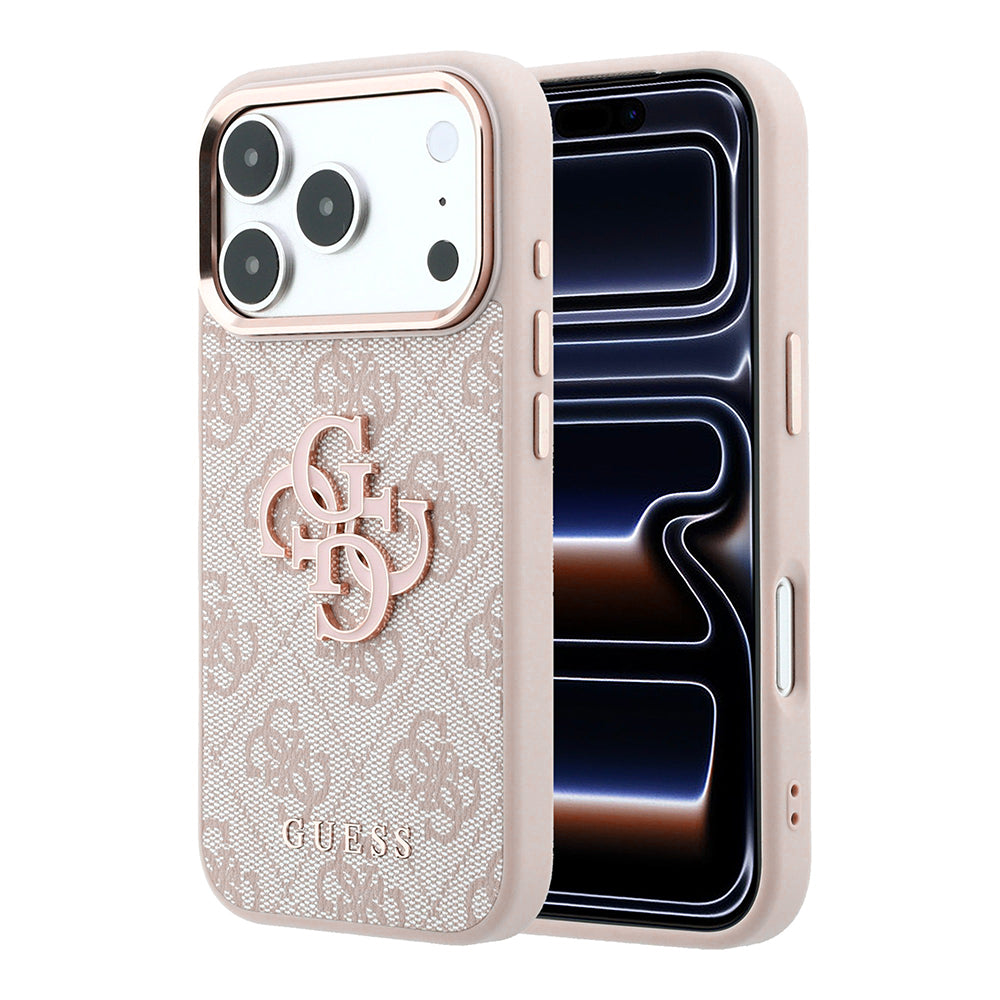 Coque pour Apple iPhone 18 Pro / 17 Pro, Guess, Logo Résine 4G Grand, Rose