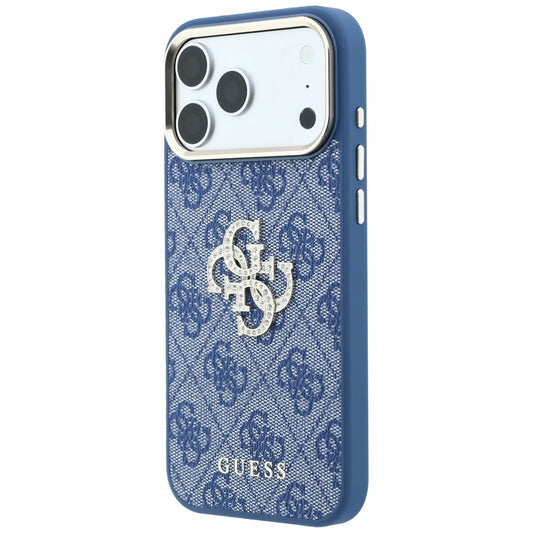 Coque pour Apple iPhone 18 Pro / 17 Pro, Guess, 4G Big Strass Logo, Bleue