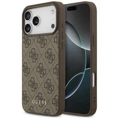 Coque pour Apple iPhone 18 Pro / 17 Pro, Guess, Logo Classique 4G, Marron