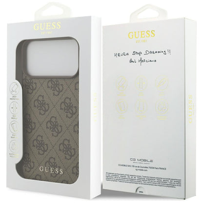 Coque pour Apple iPhone 18 Pro / 17 Pro, Guess, Logo Classique 4G, Marron