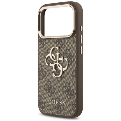 Coque pour Apple iPhone 18 Pro / 17 Pro, Guess, 4G Classic Logo avec bandoulière, marron doré