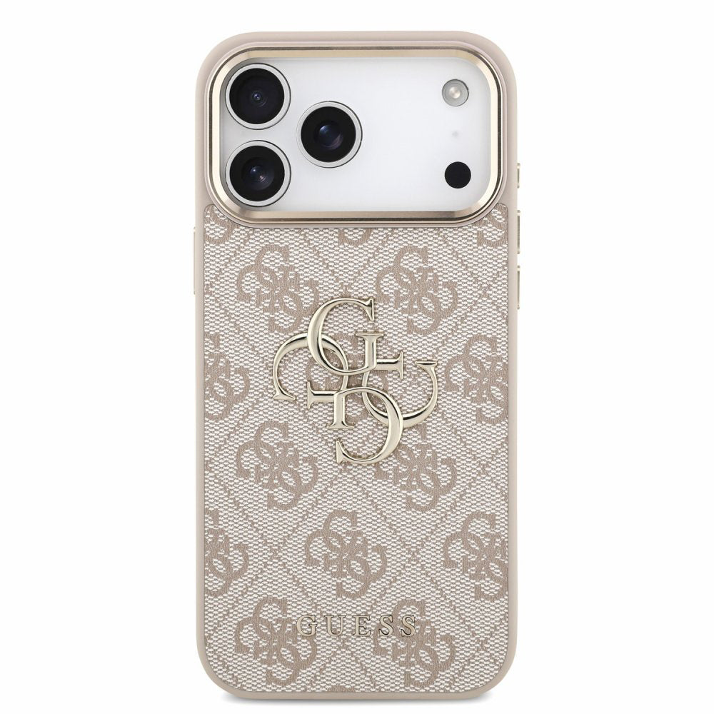 Coque pour Apple iPhone 18 Pro / 17 Pro, Guess, 4G Classic Logo with Strap, rose doré