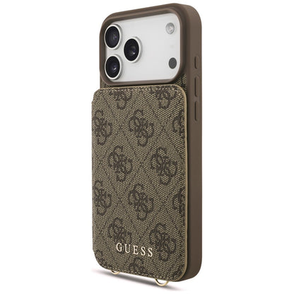 Coque pour Apple iPhone 18 Pro / 17 Pro, Guess, 4G Crossbody Cardslot, marron