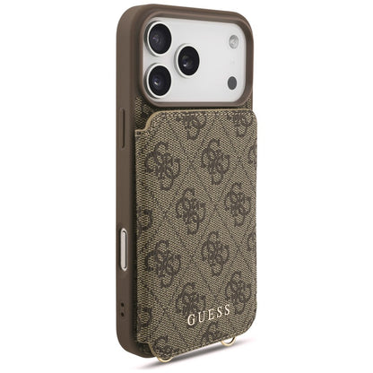 Coque pour Apple iPhone 18 Pro / 17 Pro, Guess, 4G Crossbody Cardslot, marron