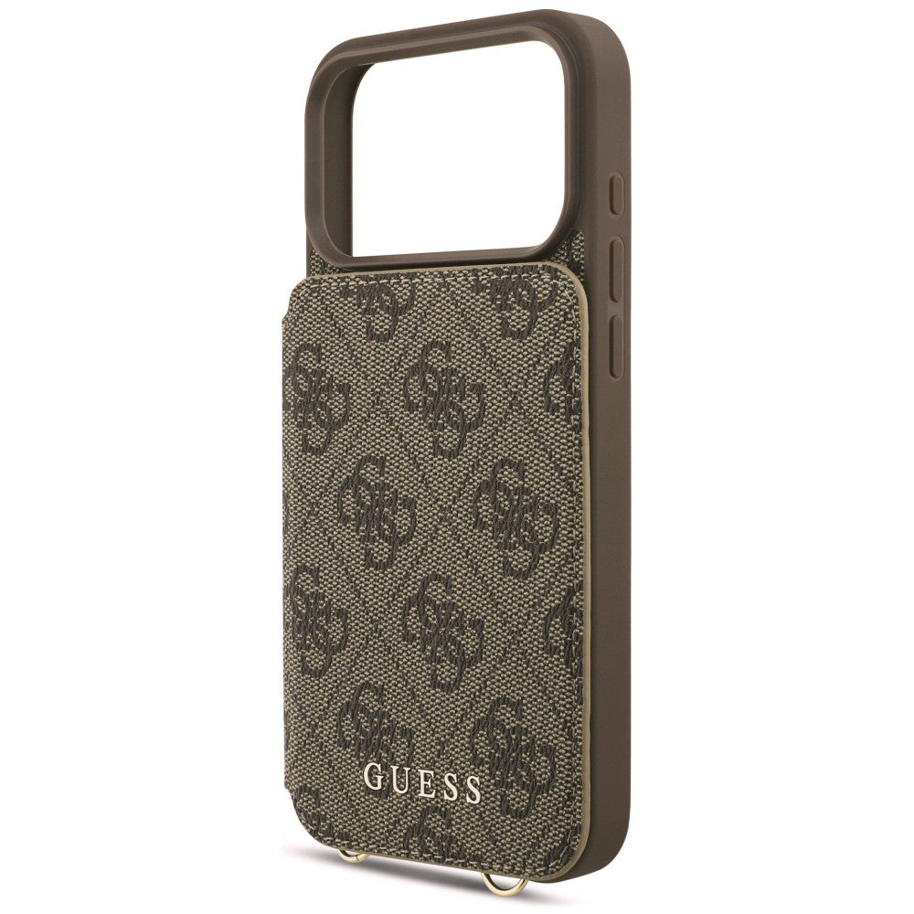 Coque pour Apple iPhone 18 Pro / 17 Pro, Guess, 4G Crossbody Cardslot, marron