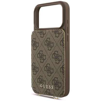 Coque pour Apple iPhone 18 Pro / 17 Pro, Guess, 4G Crossbody Cardslot, marron