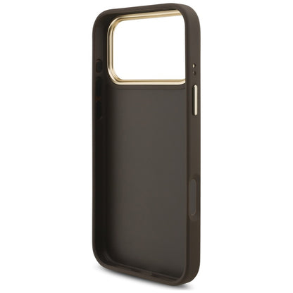 Case for Apple iPhone 18 Pro / 17 Pro, Guess, Big 4G Classic Logo & Big Strap Metal Buttons, Brown