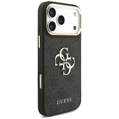 Case for Apple iPhone 18 Pro / 17 Pro, Guess, Big 4G Classic Logo & Big Strap Metal Buttons, Black