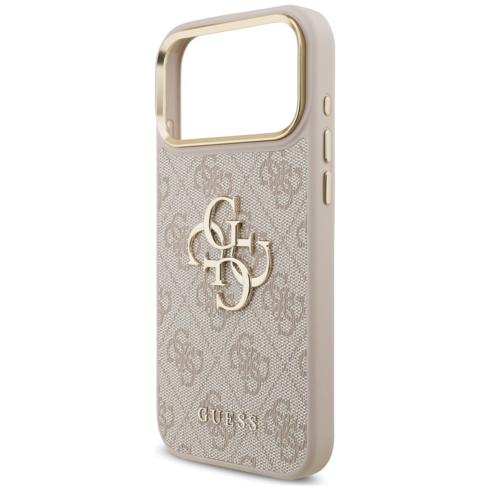 Coque pour Apple iPhone 18 Pro / 17 Pro, Guess, Big 4G Classic Logo & Big Strap Metal Buttons, rose