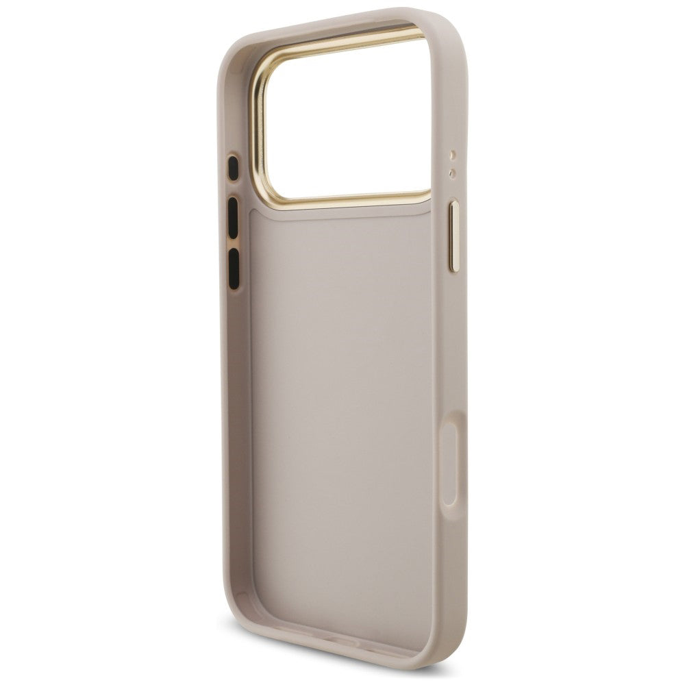 Coque pour Apple iPhone 18 Pro / 17 Pro, Guess, Big 4G Classic Logo & Big Strap Metal Buttons, rose