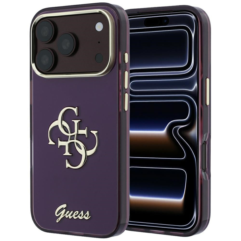 Case for Apple iPhone 18 Pro / 17 Pro, Guess, IML 4G Metal Script, Burgundy