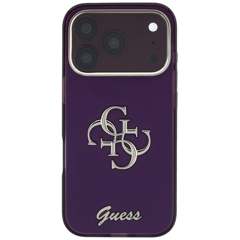 Case for Apple iPhone 18 Pro / 17 Pro, Guess, IML 4G Metal Script, Burgundy