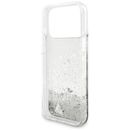 Coque pour Apple iPhone 18 Pro / 17 Pro, Guess, Liquid Glitter Charms, argentée