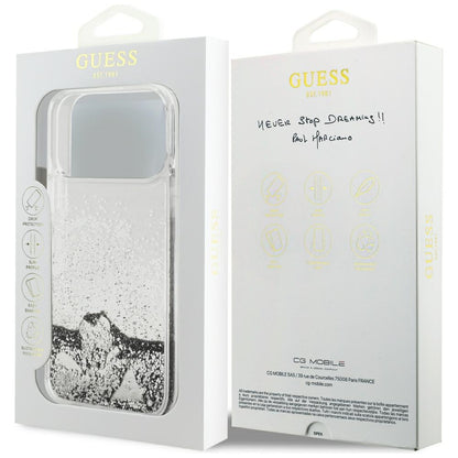 Coque pour Apple iPhone 18 Pro / 17 Pro, Guess, Liquid Glitter Charms, argentée