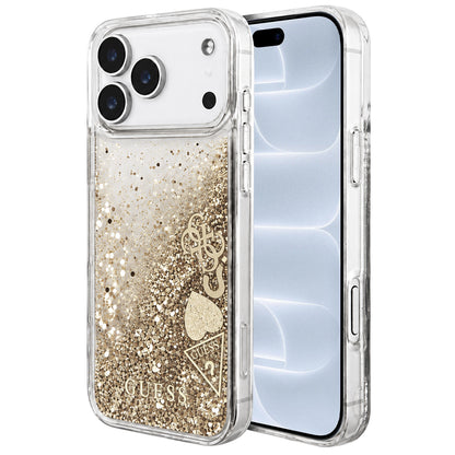 Coque pour Apple iPhone 18 Pro / 17 Pro, Guess, Liquid Glitter Charms, dorée