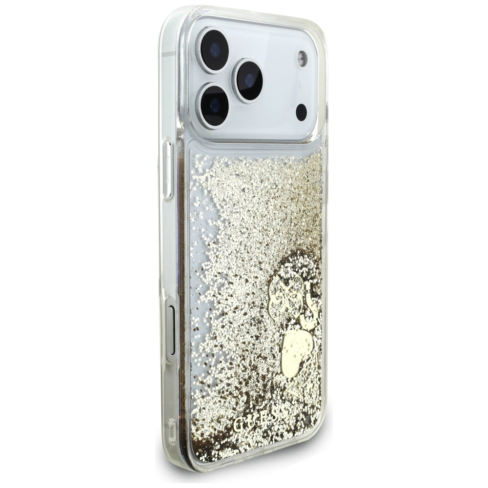 Coque pour Apple iPhone 18 Pro / 17 Pro, Guess, Liquid Glitter Charms, dorée