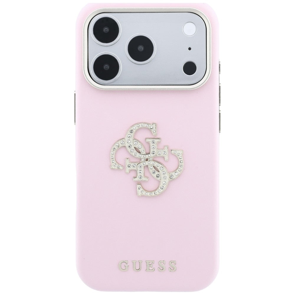 Case for Apple iPhone 18 Pro / 17 Pro, Guess, Smooth Big Strass Logo, Pink