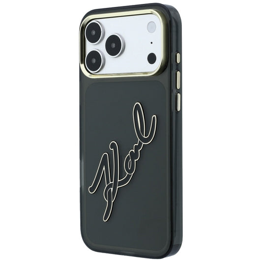 Coque pour Apple iPhone 18 Pro / 17 Pro, Karl Lagerfeld, logo résine IML Big Signature et cadre métallique, noire
