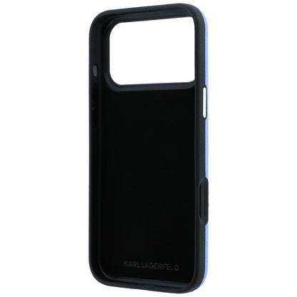 Coque pour Apple iPhone 18 Pro / 17 Pro, Karl Lagerfeld, Logo Signature en Résine Lisse et Grande, Bleu