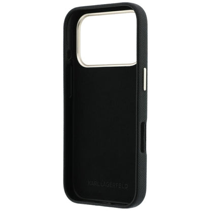 Coque pour Apple iPhone 18 Pro / 17 Pro, Karl Lagerfeld, Logo Signature en Résine Lisse et Grande, Noire