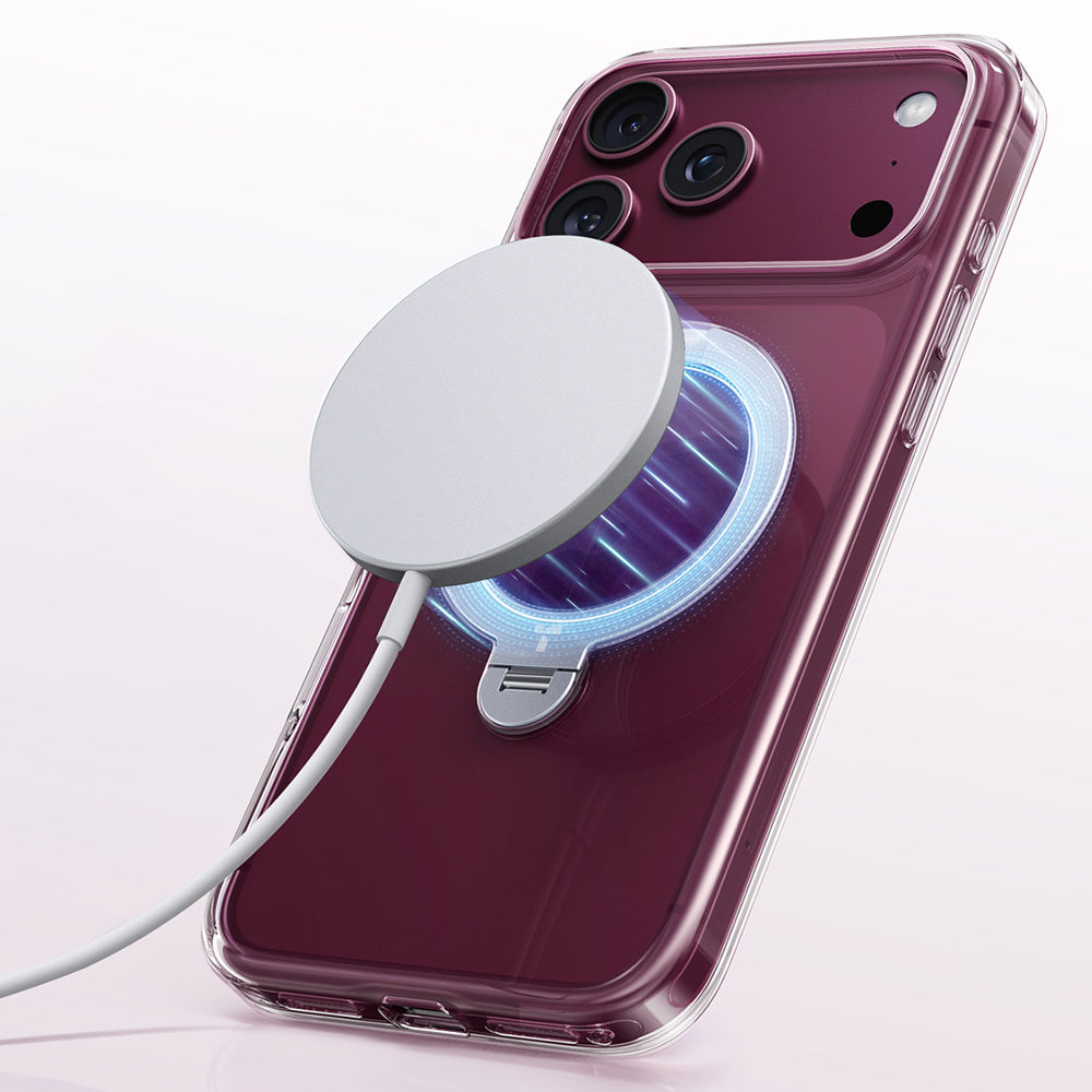 Coque MagSafe pour Apple iPhone 18 Pro / 17 Pro, Torras, Ostand Spin, Transparente