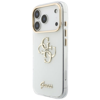 Coque pour Apple iPhone 18 Pro, Guess, IML 4G Metal Script, Blanche