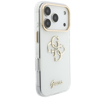Coque pour Apple iPhone 18 Pro, Guess, IML 4G Metal Script, Blanche