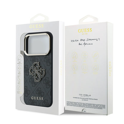 Coque pour Apple iPhone 18 Pro Max / 17 Pro Max, Guess, Logo Résine 4G Grand, Noire