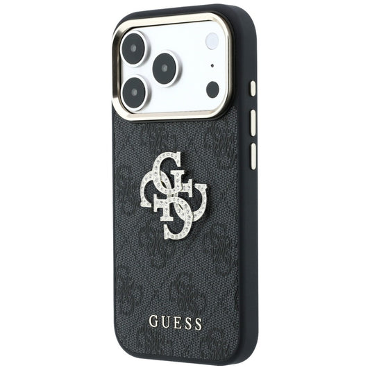 Coque pour Apple iPhone 18 Pro Max / 17 Pro Max, Guess, Logo 4G Big Strass, Noire