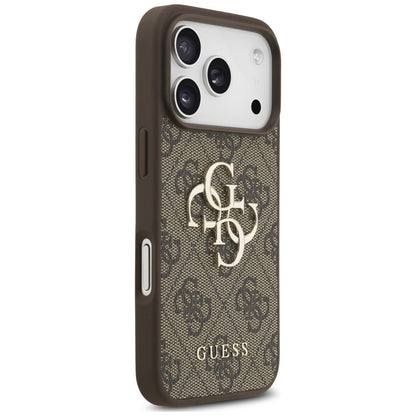 Coque pour Apple iPhone 18 Pro Max / 17 Pro Max, Guess, Logo Classique 4G avec Lanière, Marron
