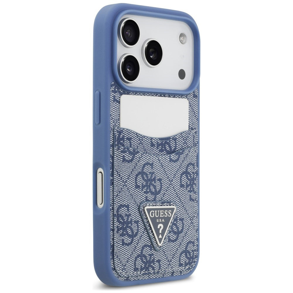 Coque pour Apple iPhone 18 Pro Max / 17 Pro Max, Guess, 4G Double Card Triangle, bleue