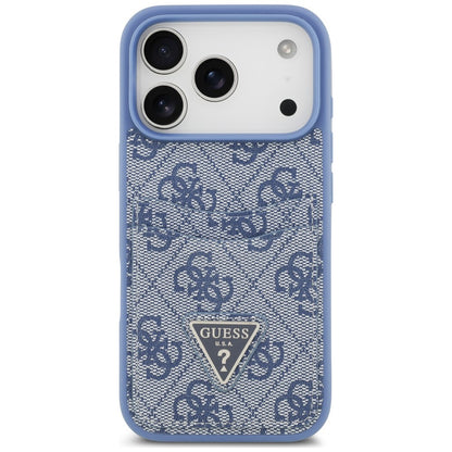 Coque pour Apple iPhone 18 Pro Max / 17 Pro Max, Guess, 4G Double Card Triangle, bleue