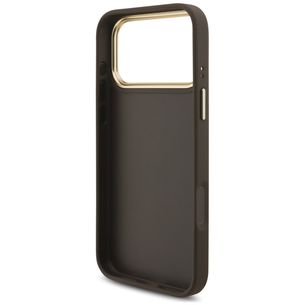 Coque pour Apple iPhone 18 Pro Max / 17 Pro Max, Guess, Big 4G Classic Logo & Big Strap Metal Buttons, marron