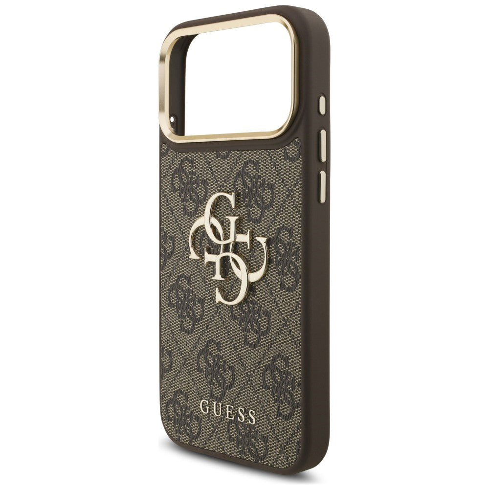 Coque pour Apple iPhone 18 Pro Max / 17 Pro Max, Guess, Big 4G Classic Logo & Big Strap Metal Buttons, marron