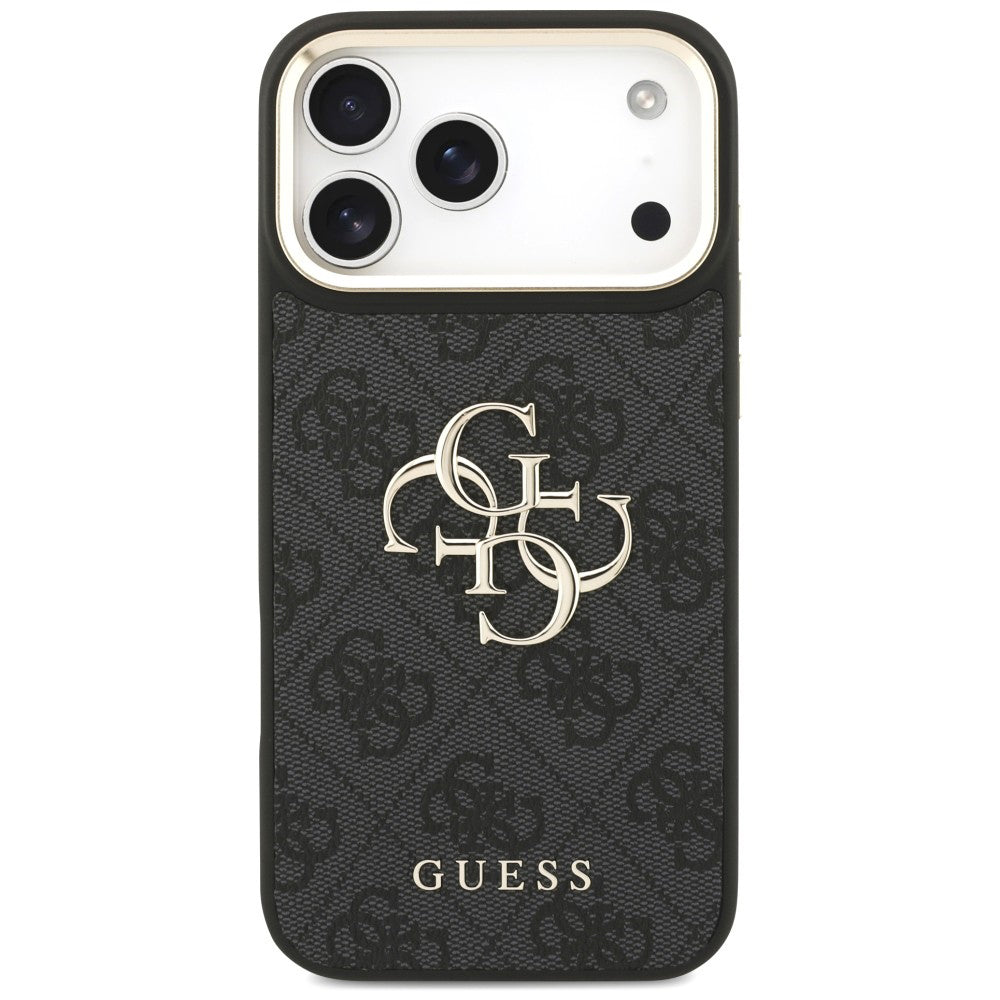 Coque pour Apple iPhone 18 Pro Max / 17 Pro Max, Guess, Big 4G Classic Logo & Big Strap Metal Buttons, noire