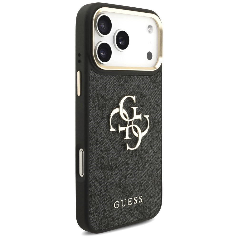 Coque pour Apple iPhone 18 Pro Max / 17 Pro Max, Guess, Big 4G Classic Logo & Big Strap Metal Buttons, noire