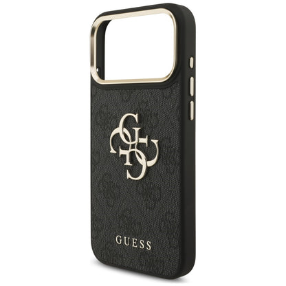 Coque pour Apple iPhone 18 Pro Max / 17 Pro Max, Guess, Big 4G Classic Logo & Big Strap Metal Buttons, noire